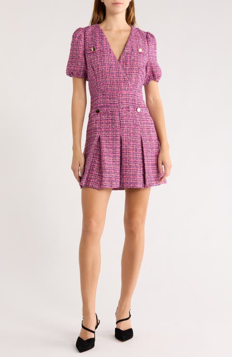 Clover Short Sleeve Tweed Minidress