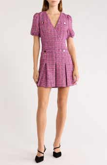 AREA STARS Clover Short Sleeve Tweed Minidress