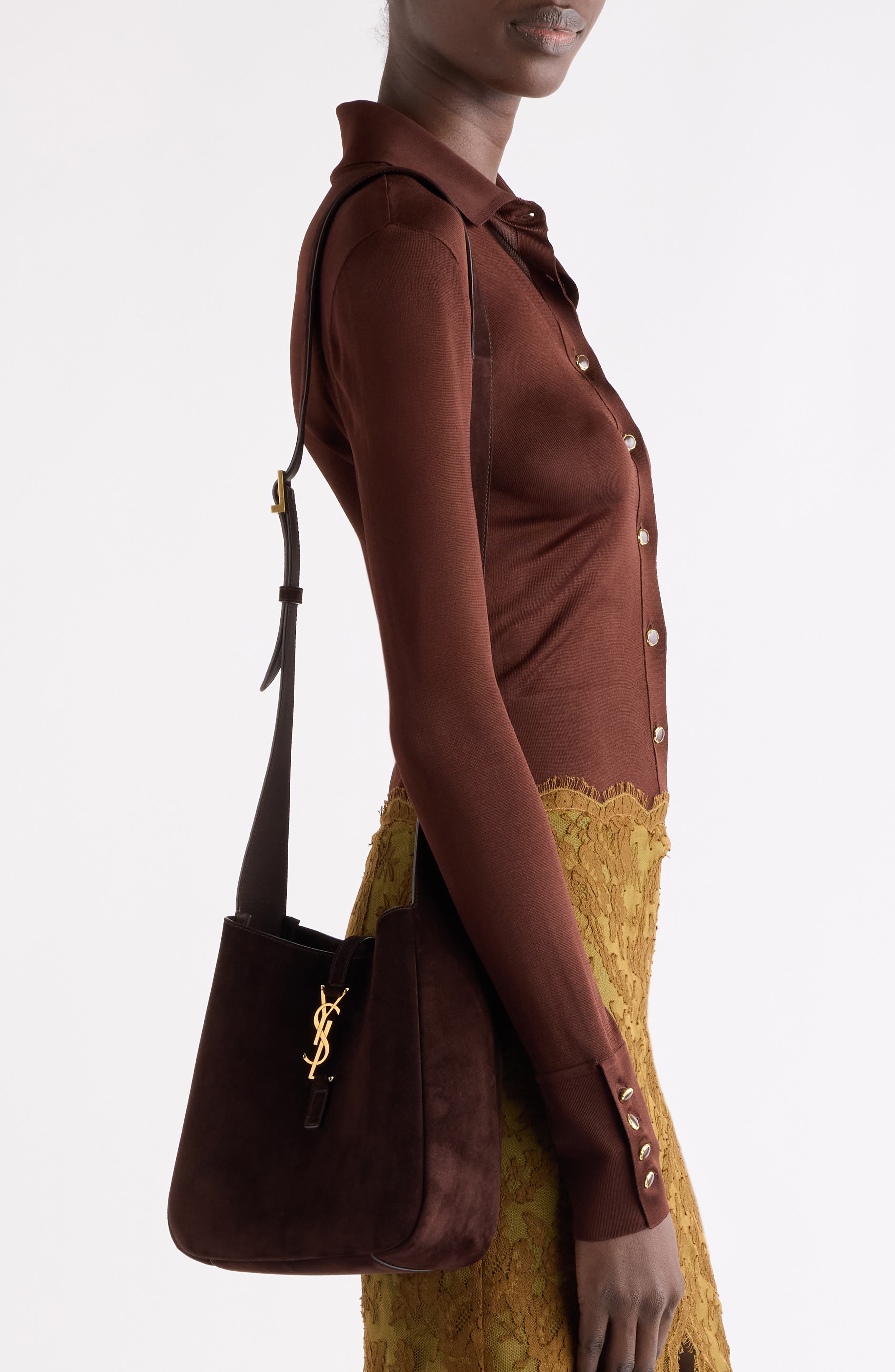 Le 5 à 7 Supple Suede Crossbody Bag, Alternate, color, DARK SWEET CHOCO