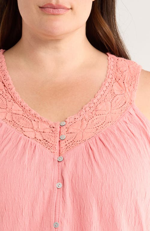 Lucky Brand Lace Trim Sleeveless Top In Pink
