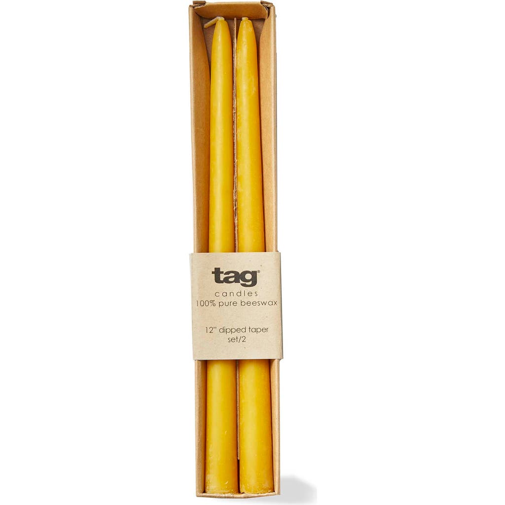 Tag Beeswax Dipped Taper Candles Honey Yellow Set Of 2 In Yellow
