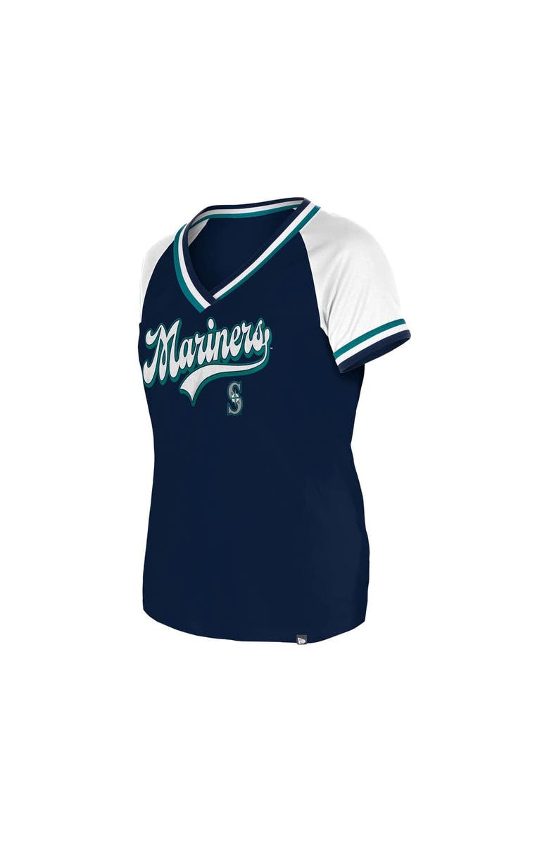 New Era Women's New Era Navy Seattle Mariners Gameday Raglan V-Neck T-Shirt, Alternate, color, 