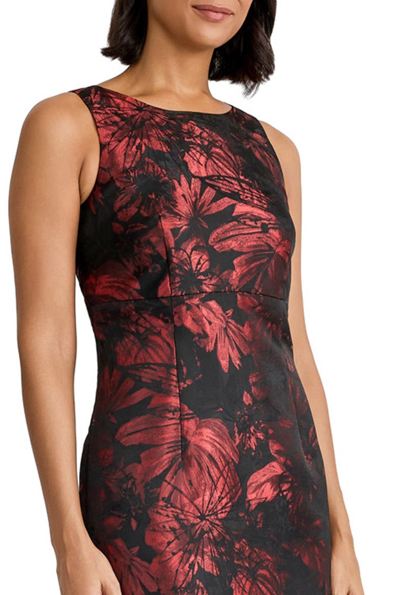 Empire Seam Sheath Dress, Alternate, color, FIRE RED/ BLACK