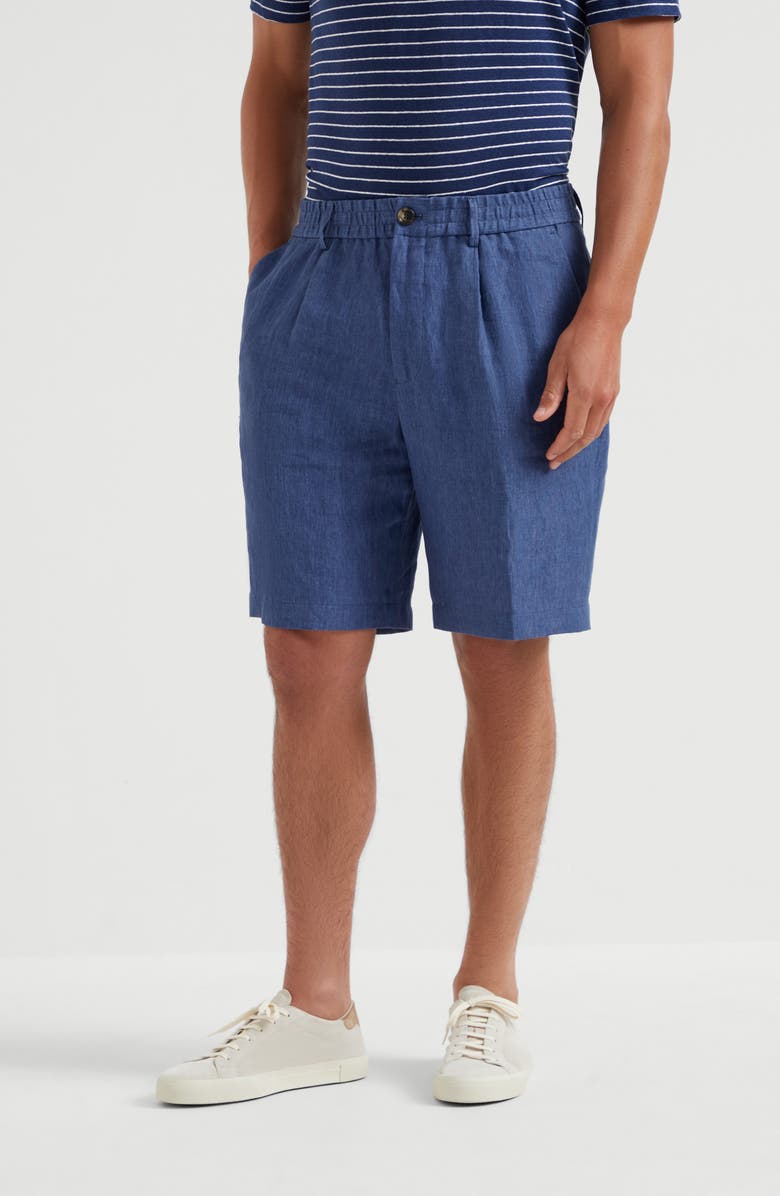 Brunello Cucinelli Délavé linen Bermuda shorts, Alternate, color, 