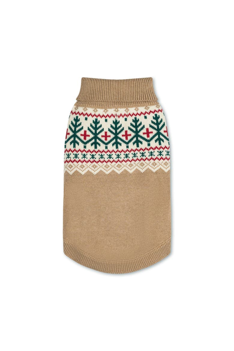 Pets' Fair Isle Dog Sweater, Main, color, Camel Holiday Fair Isle