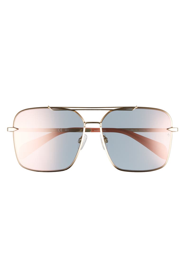 61mm Gradient Metal Aviator Sunglasses, Alternate, color, ROSE GOLD