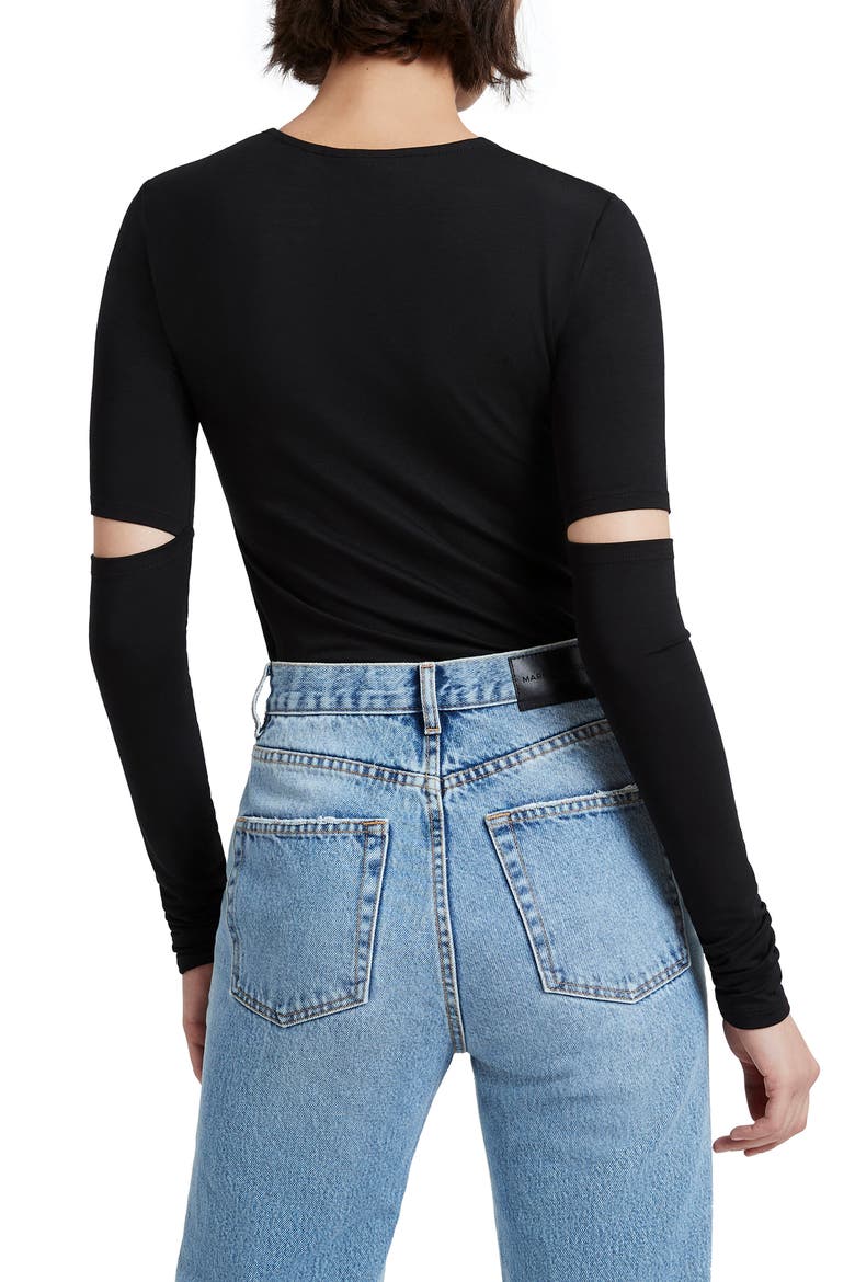 Indra Cutout Sleeve Top, Alternate, color, BLACK
