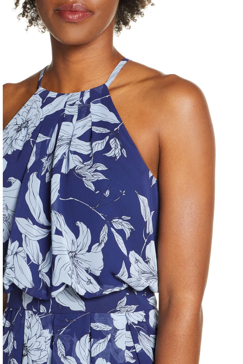 Floral Print Halter Dress, Alternate, color, NAVY