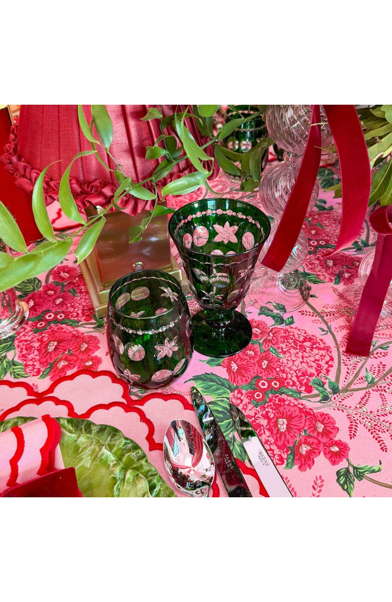 Mrs. Alice Anita Engraved Water Glasses, Alternate, color, Green