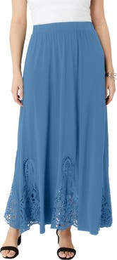Roaman's Ultrasmooth® Fabric Lace Maxi Skirt