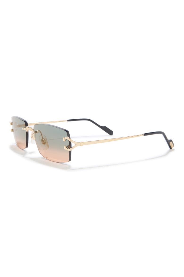 56mm Rimless Rectangular Sunglasses, Alternate, color, GOLD