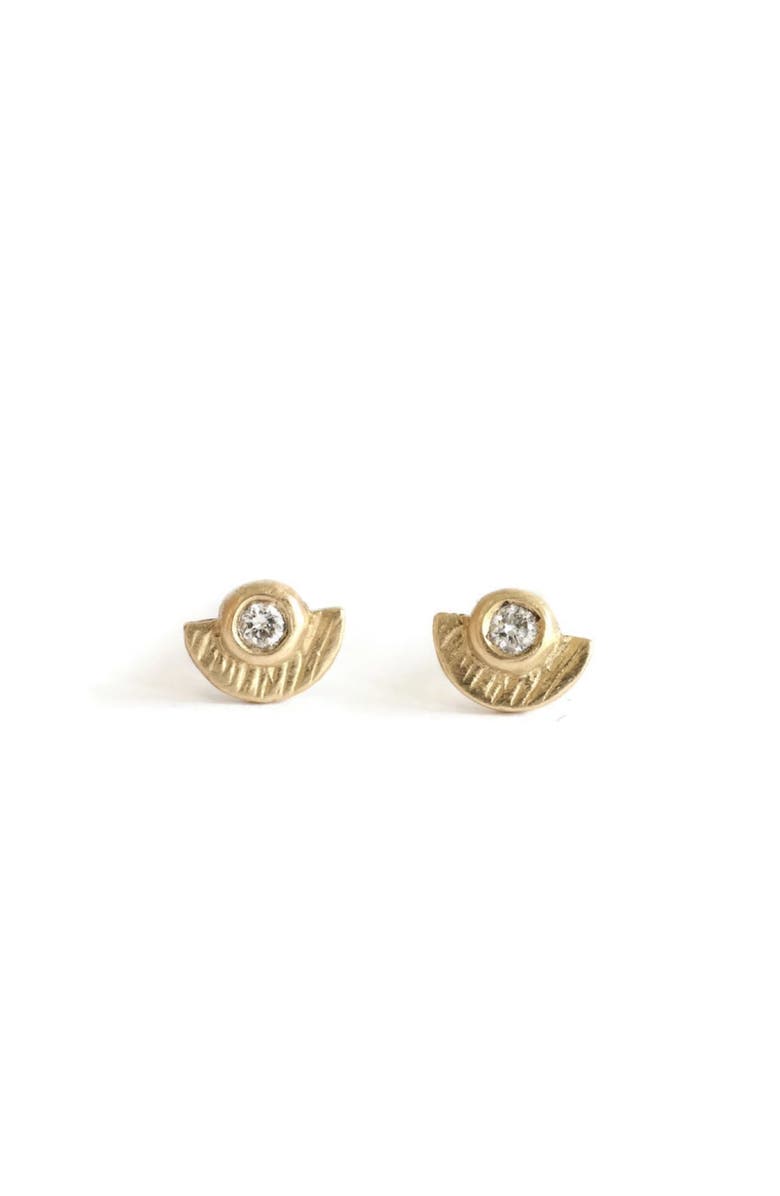 Linn Designs 14K Sunshine Diamond Studs, Main, color, Gold
