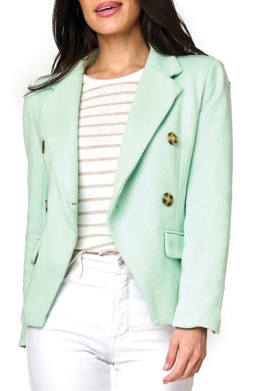 Shop Gibsonlook Double Breasted Cotton Blend Blazer In Surf Spray