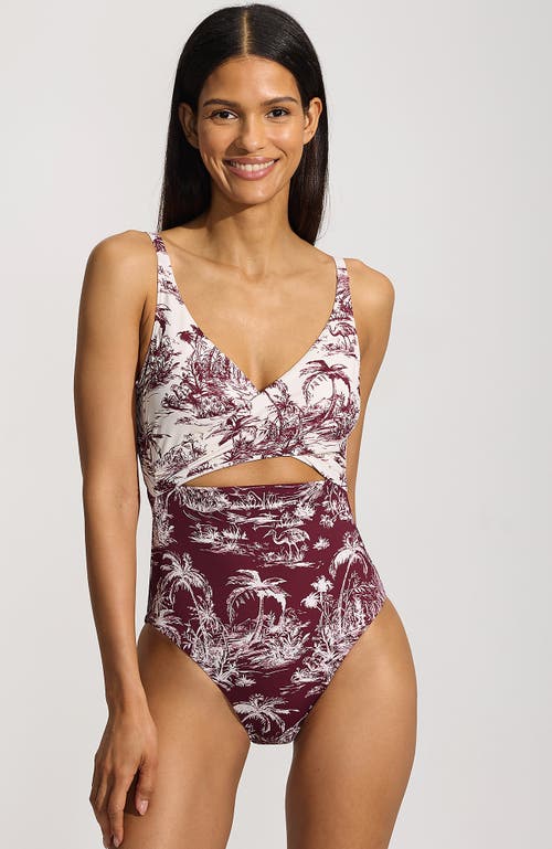 Shop Lands' End Wrap Monokini High Leg One Piece Swimsuit