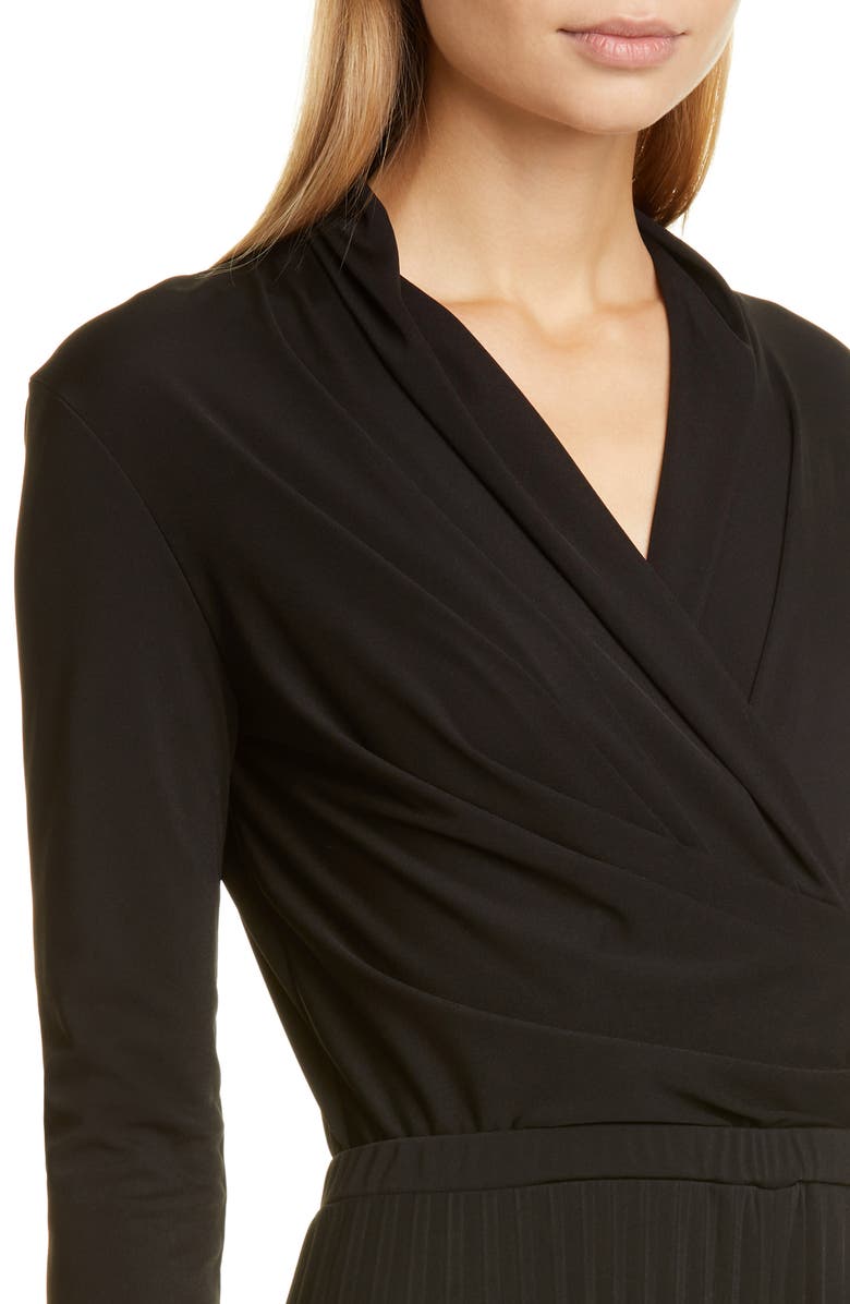 Max Mara Vieste Long Sleeve Pleated Wide Leg Jersey Jumpsuit, Alternate, color, 