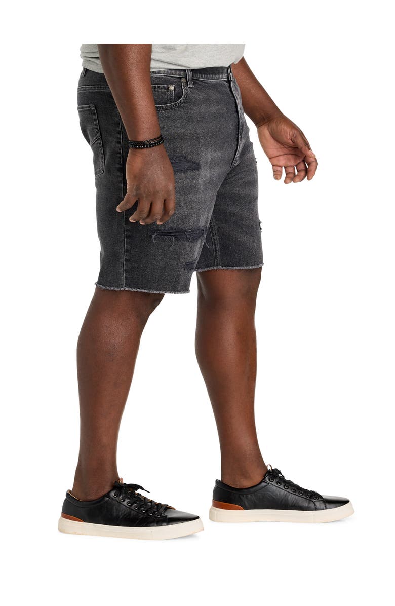 True Nation by DXL Big & Tall Dual Denim Athletic-Fit Rip And Repair Shorts, Alternate, color, Phantom Fade