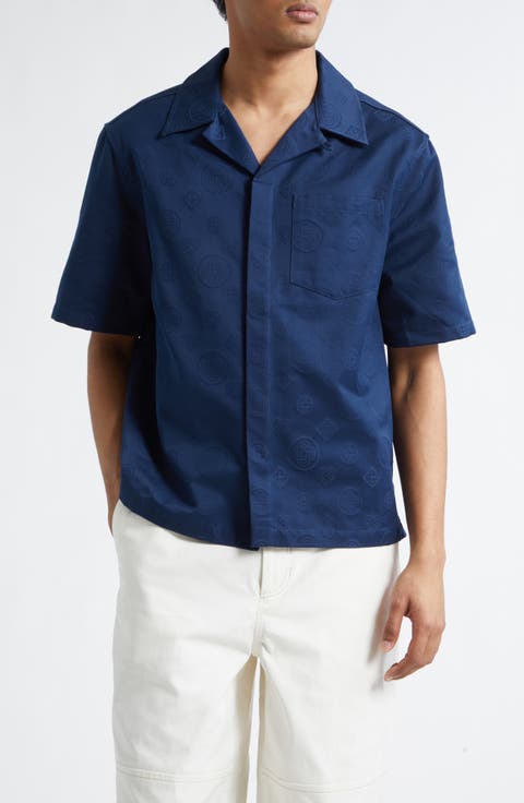 Monogram Cotton Poplin Camp Shirt