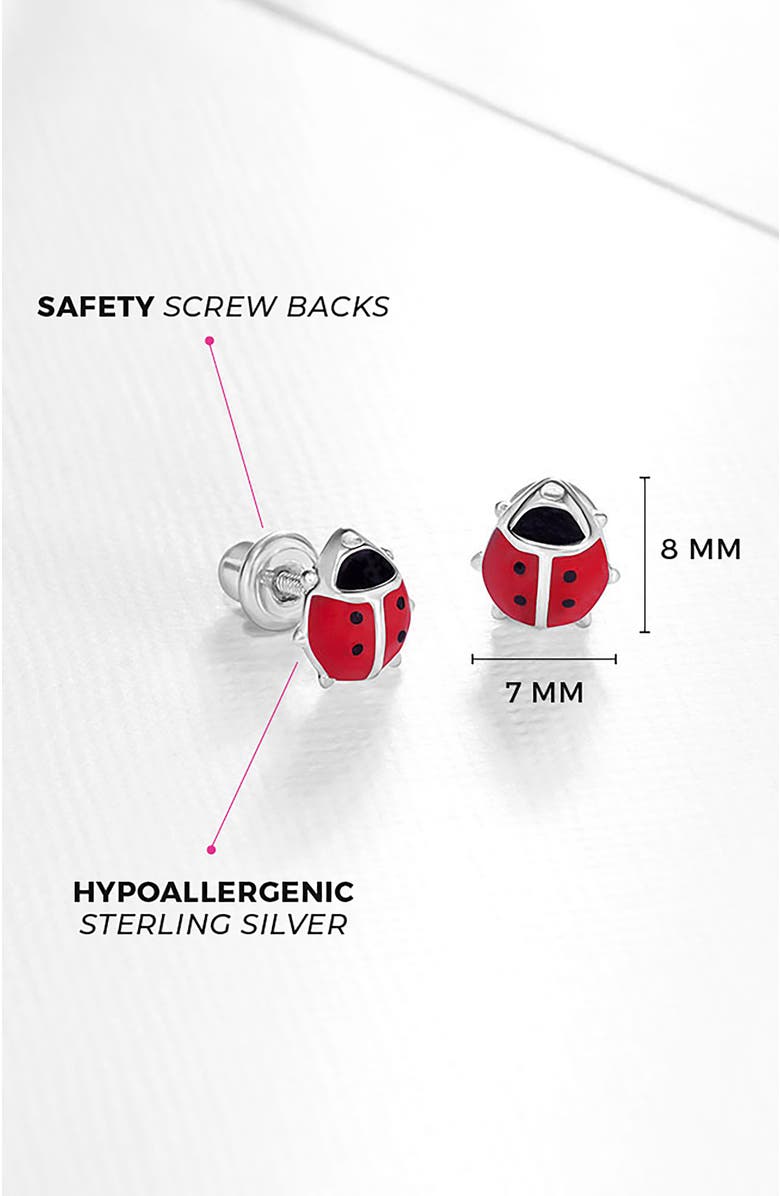 In Season Jewelry Adorable Enamel Ladybug Earrings, Alternate, color, Red