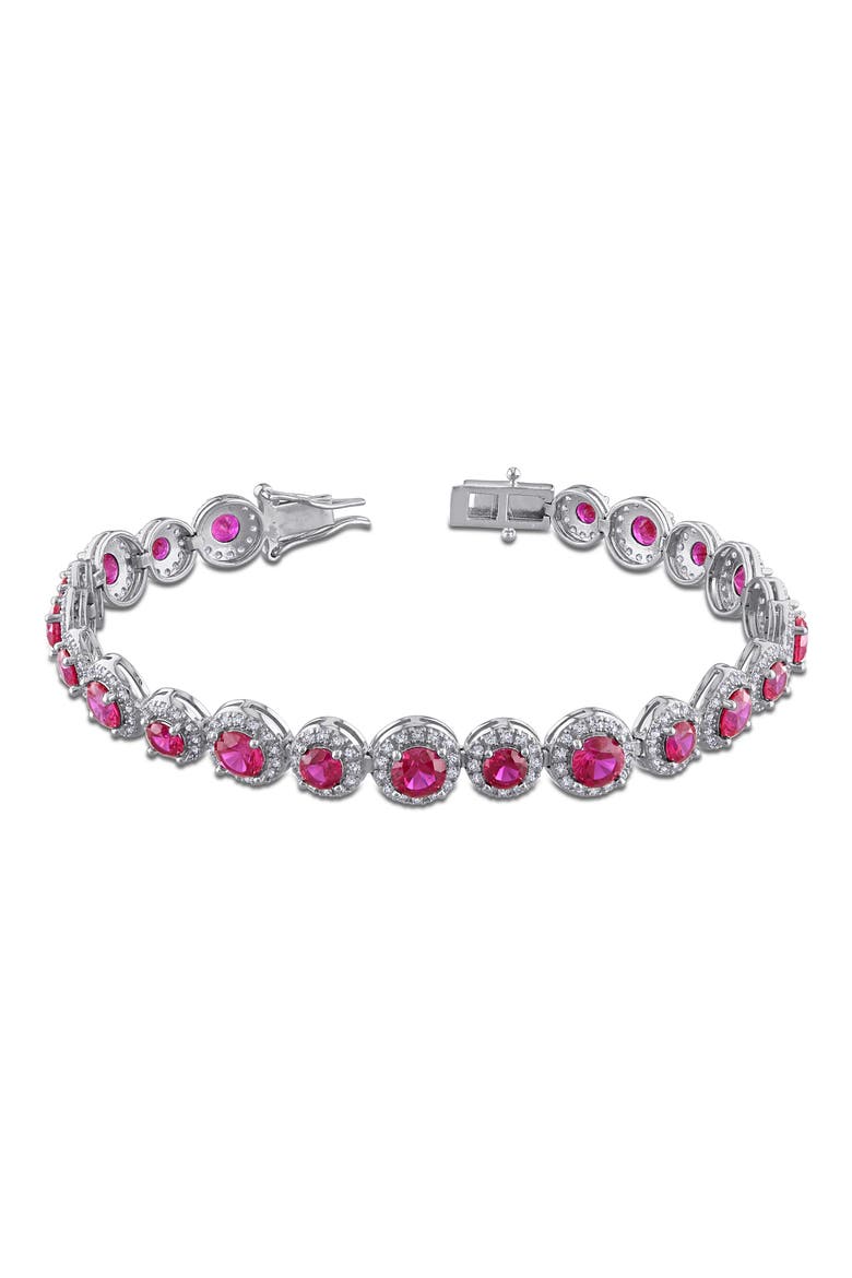 Lab-Created Ruby & White Sapphire Tennis Bracelet, Alternate, color, RED