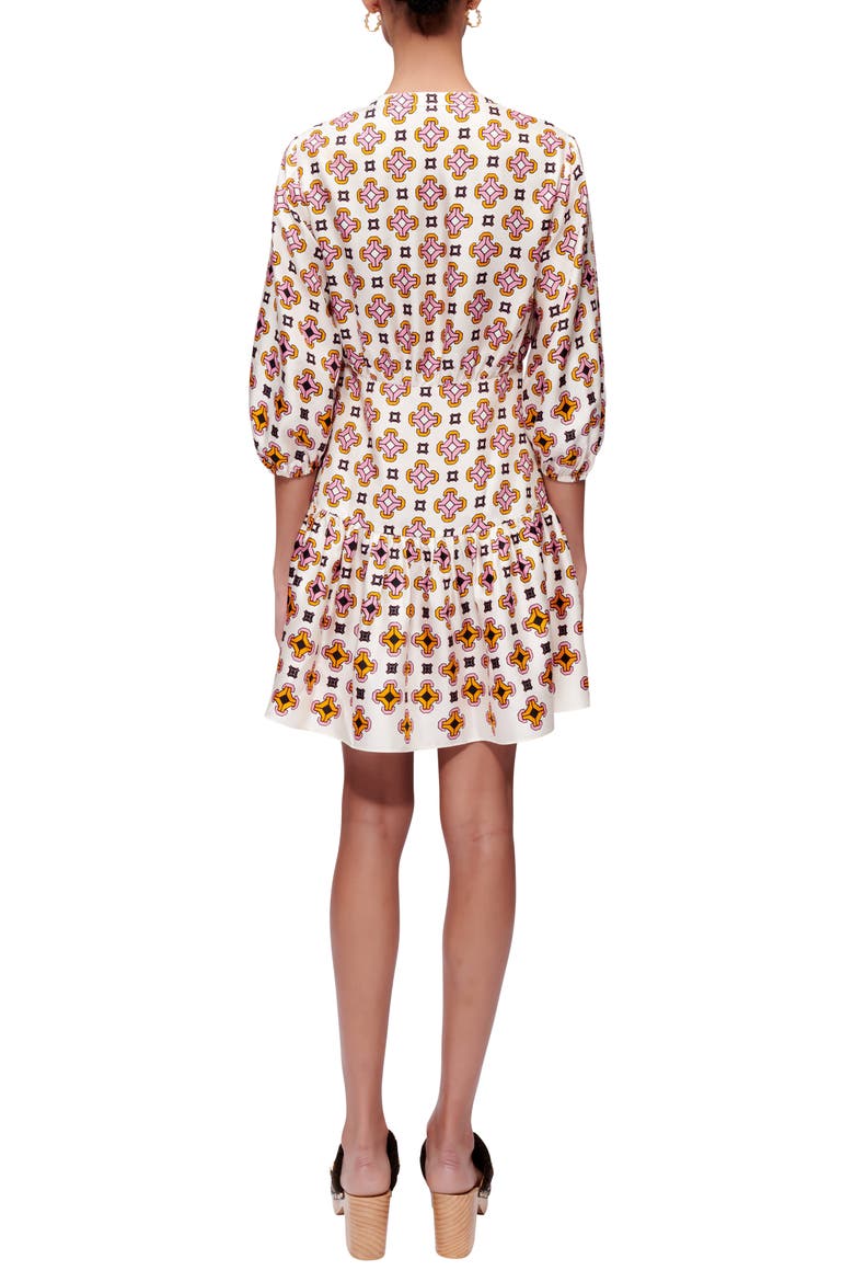 Tile Print Puff Sleeve Button-Up Dress, Alternate, color, GEOMETRIQUE FOND ECRU