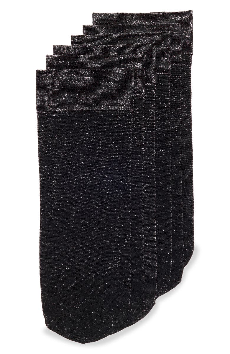 NORDSTROM RACK Assorted 3-Pack Sheer Anklet Socks, Main, color, Black