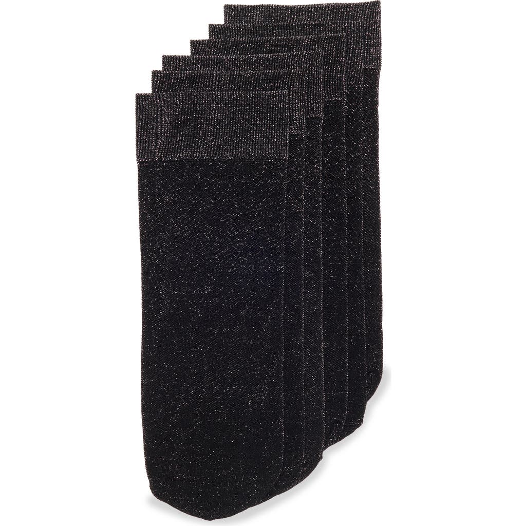 Nordstrom Rack Assorted 3-pack Sheer Anklet Socks In Black