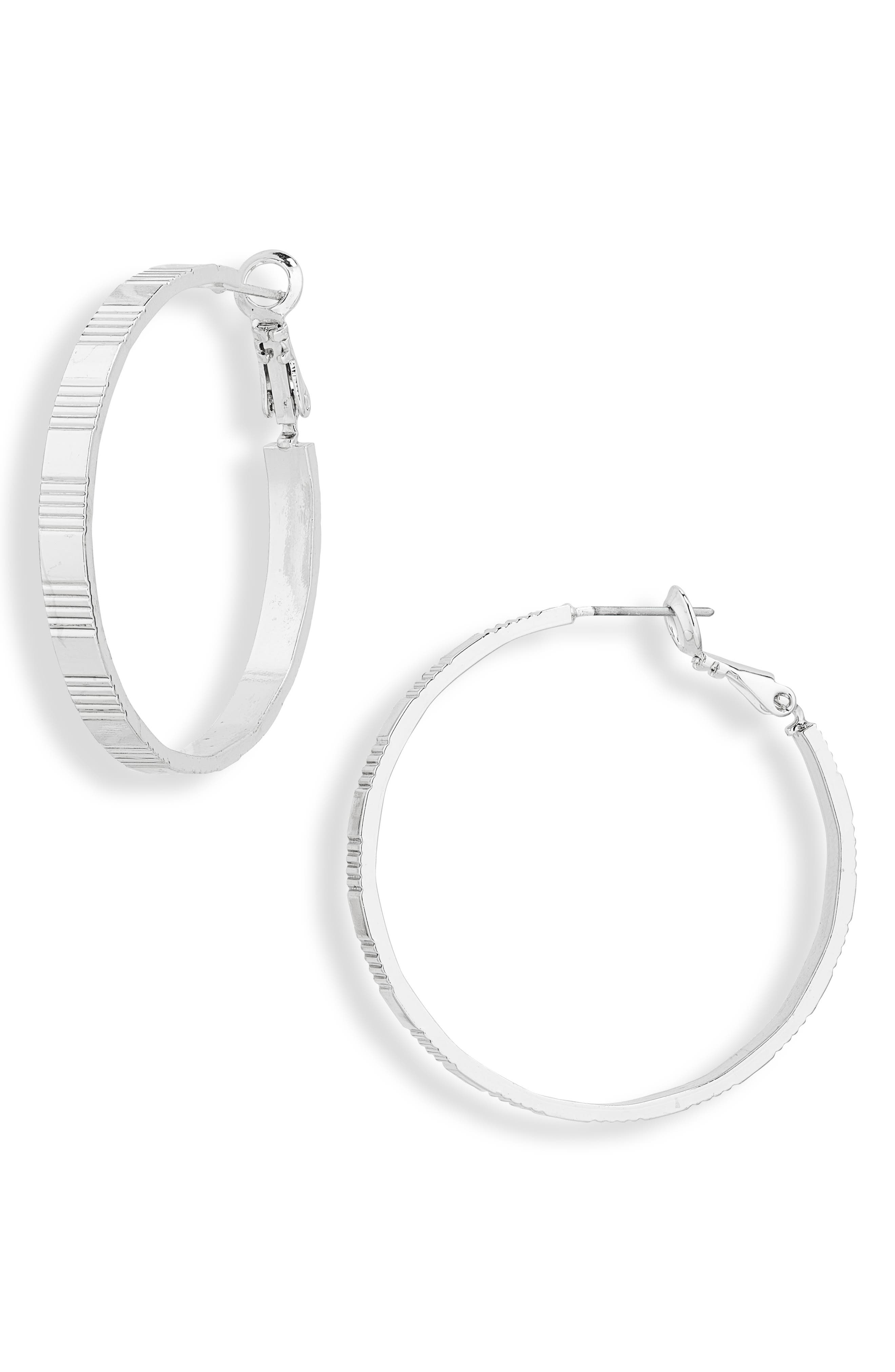 Line Textured Hoop Earrings