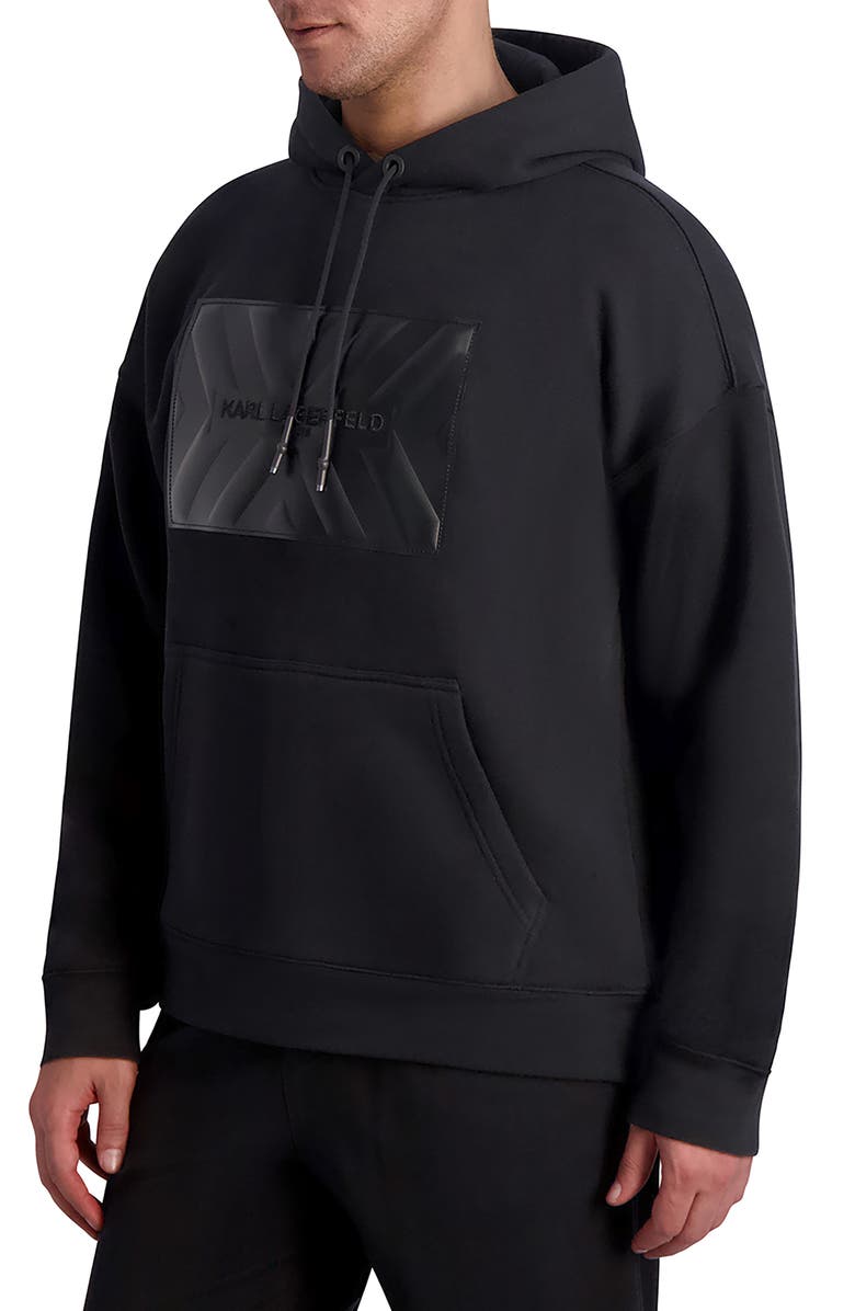 KARL LAGERFELD PARIS Logo Patch Hoodie, Alternate, color, 
