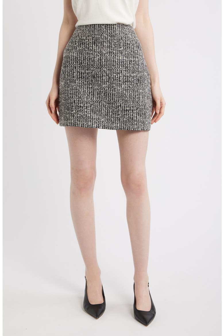 High Waist Tweed Miniskirt, Main, color, BLACK MULTI