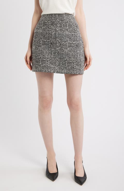 High Waist Tweed Miniskirt