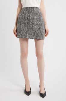High Waist Tweed Miniskirt