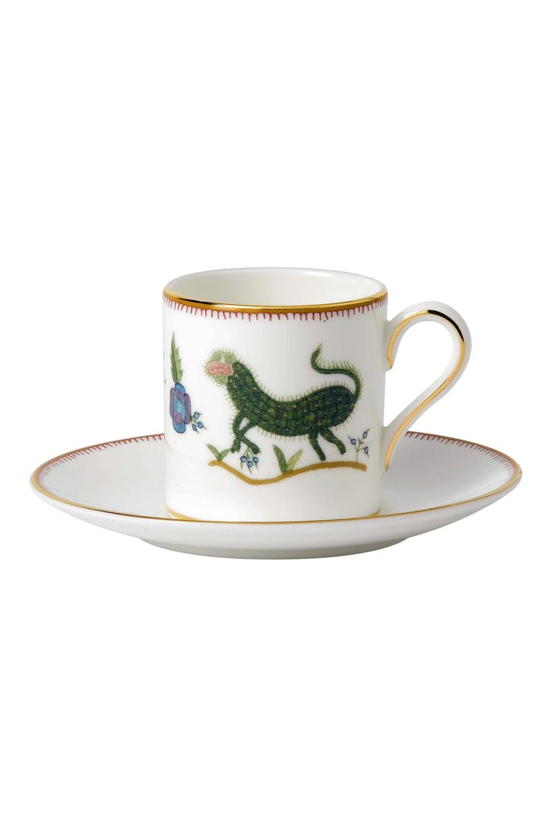 Mythical Creatures Bone China Espresso Cup & Saucer Set, Main, color, WHITE