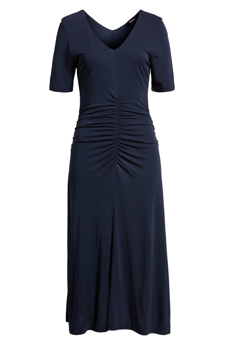 BOSS Erina Ruched Knit Dress, Alternate, color, Sky Captain