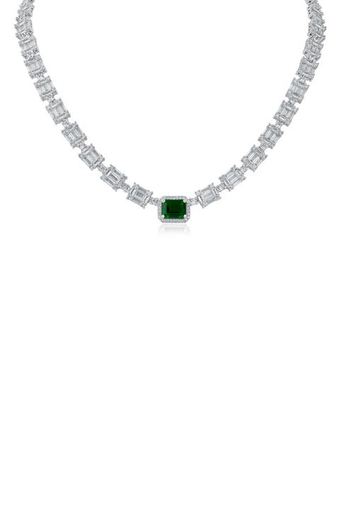 Cubic Zirconia Interlocking Link Tennis Necklace