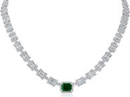 CZ by Kenneth Jay Lane Cubic Zirconia Interlocking Link Tennis Necklace