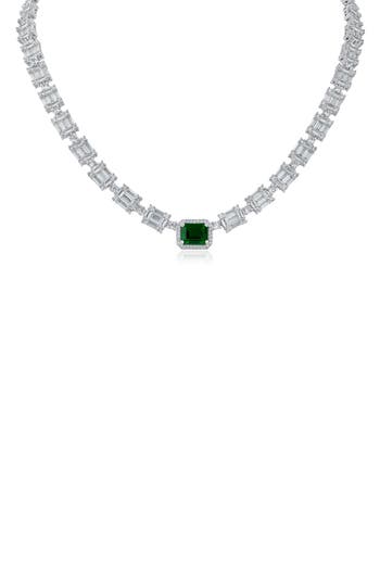 Cz By Kenneth Jay Lane Cubic Zirconia Interlocking Link Tennis Necklace In Multi