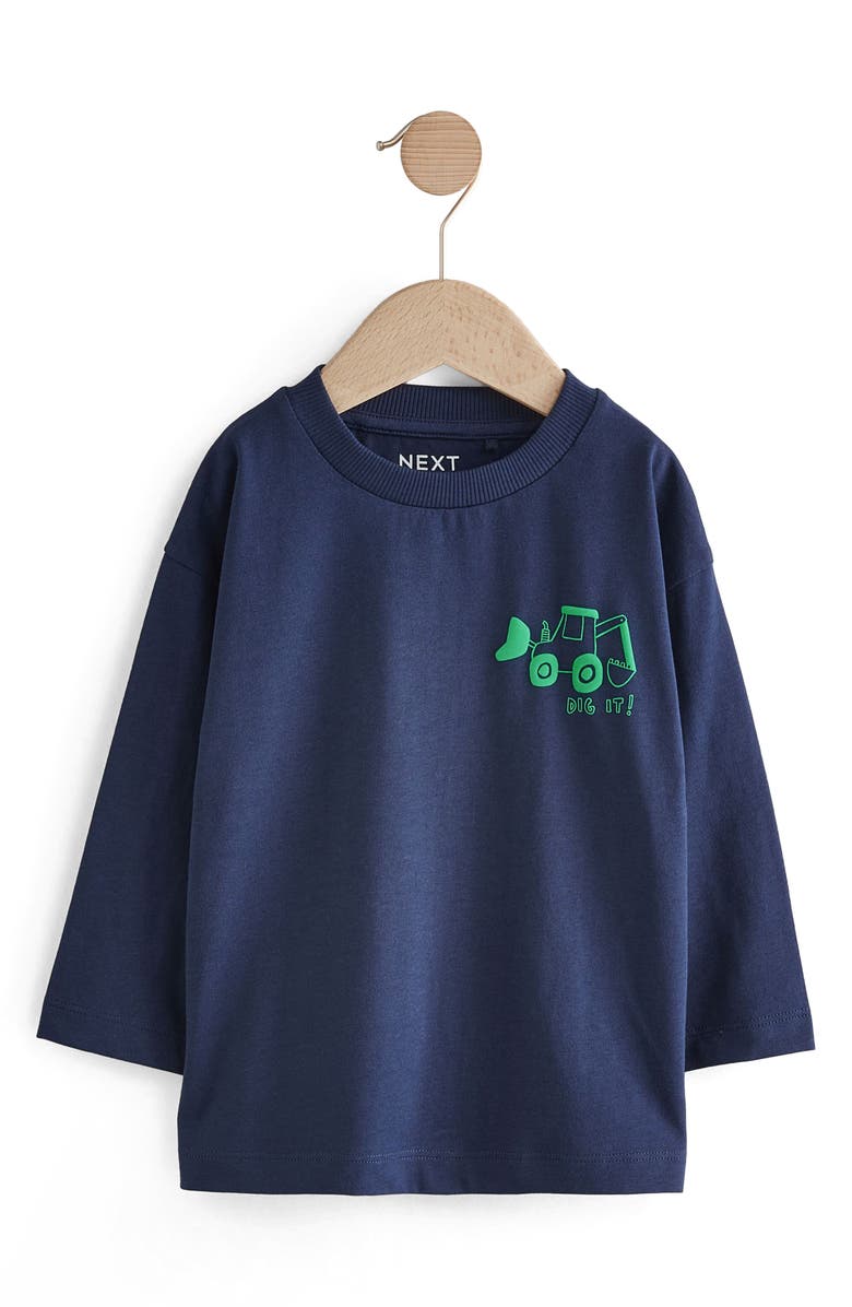 NEXT Kids' Tractor Cotton Long Sleeve Graphic T-Shirt, Main, color, Blue