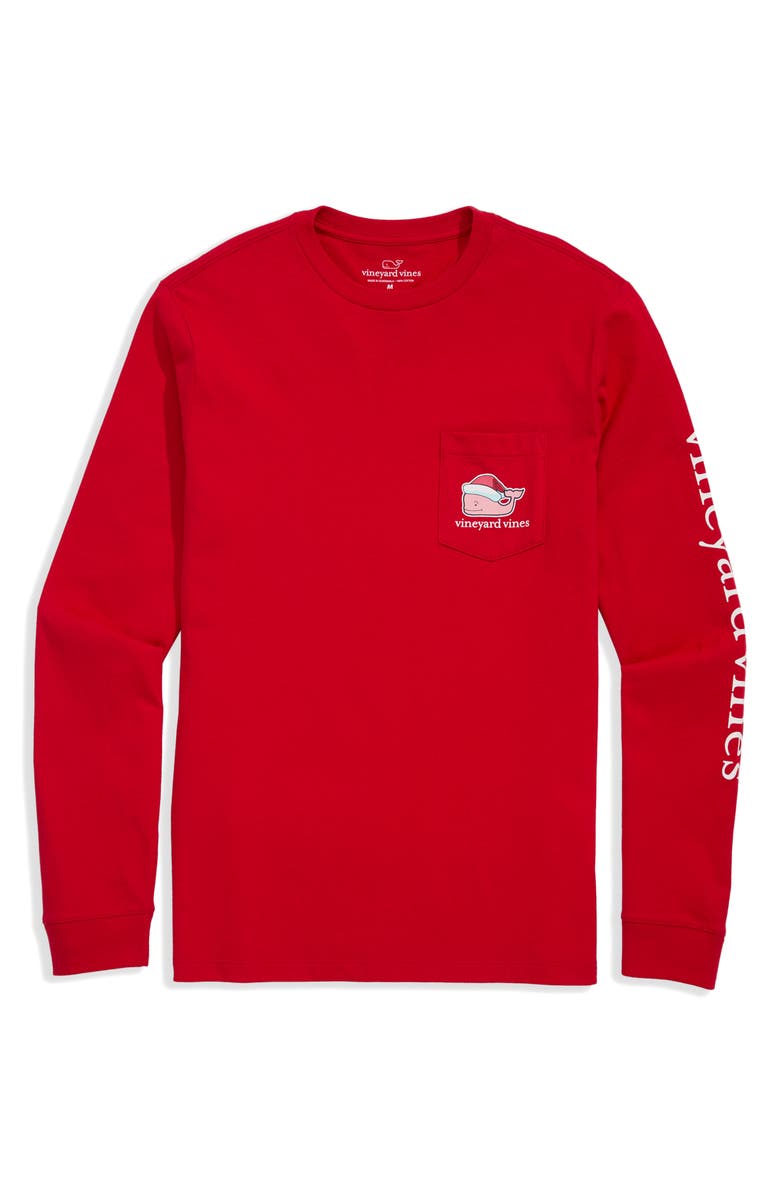 vineyard vines Santa Whale Cotton Graphic Long Sleeve T-Shirt, Alternate, color, Red Velvet