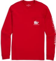 vineyard vines Santa Whale Cotton Graphic Long Sleeve T-Shirt