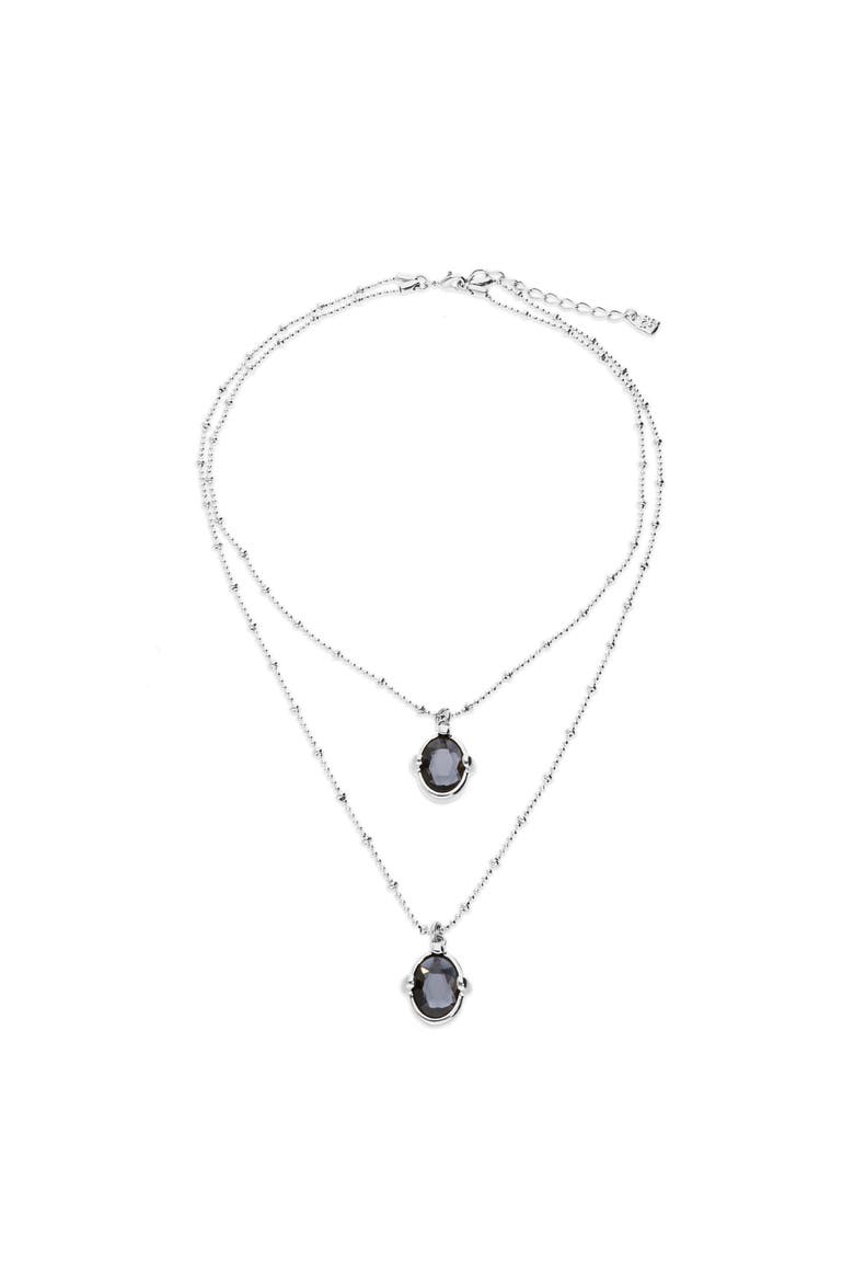 Double Necklace Plated In Sterling Silver And Small Faceted Crystals, Alternate, color, Silver