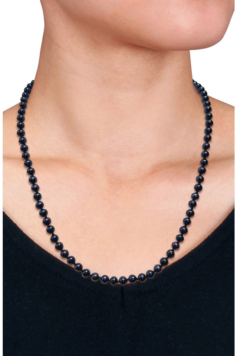 Cultured Black Pearl Necklace, 5–5.5mm, Alternate, color, BLACK