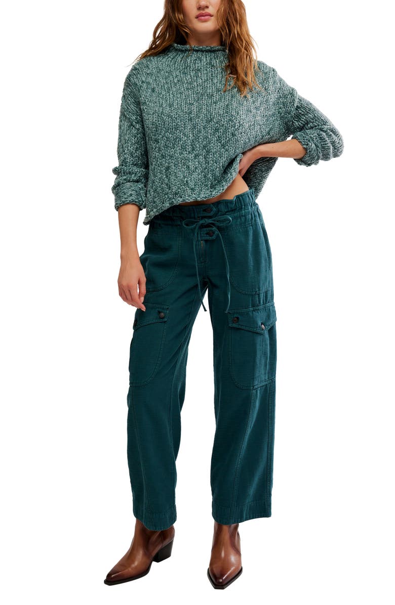 Free People Park Ave Cotton Cargo Pants, Alternate, color, Sea Moss
