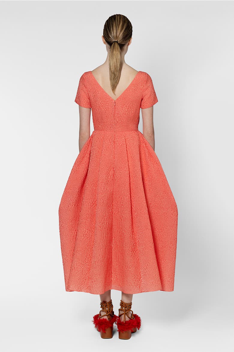 Vaela Boat-Neck Textured Midi Dress, Alternate, color, Apricot