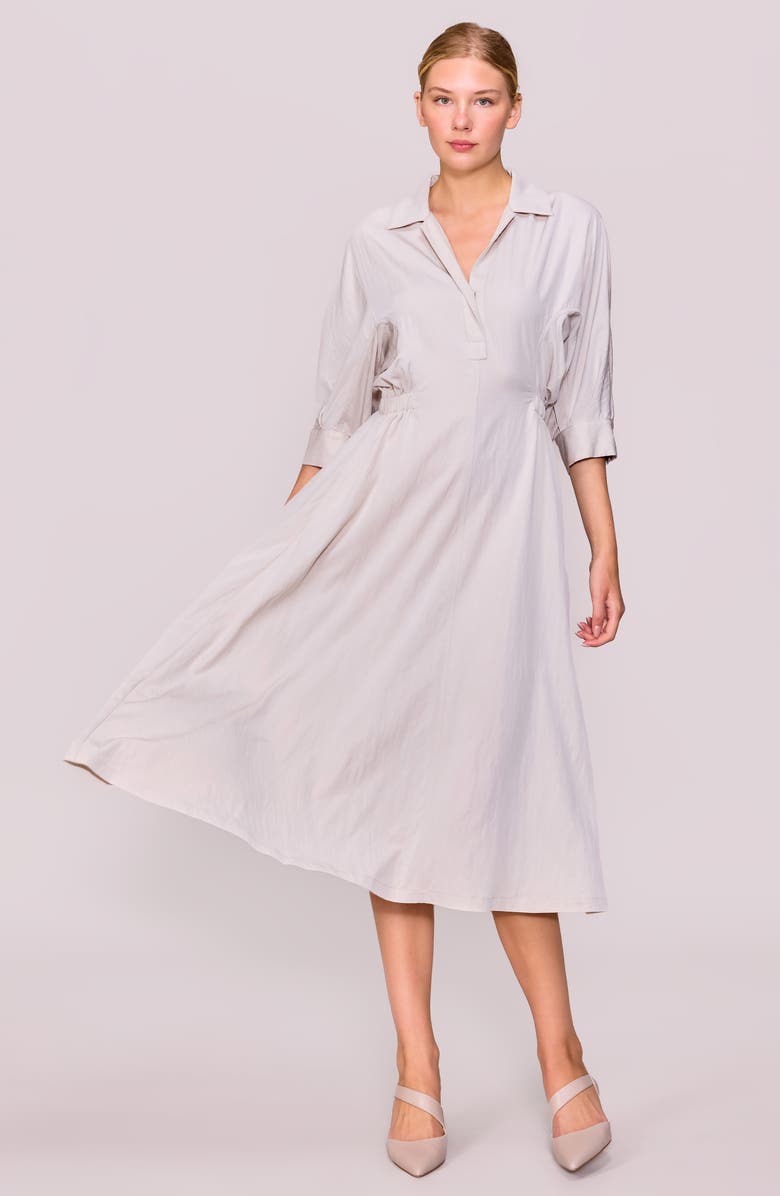 MELLODAY Open Collar Shirtdress, Alternate, color, Light Stone