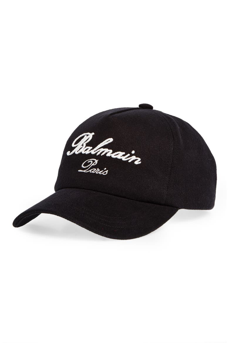 Signature Embroidered Cotton Baseball Cap, Main, color, EDK BLACK/ IVORY