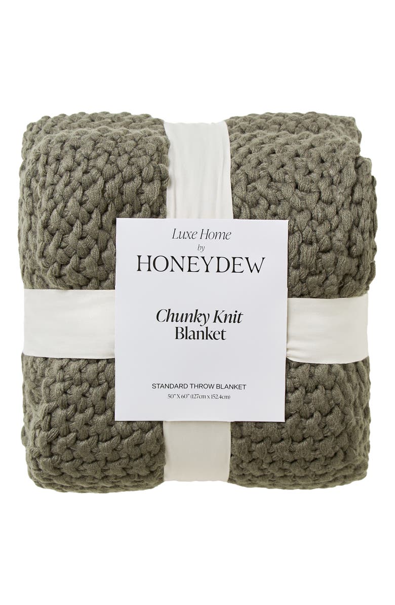 Honeydew Chunky Knit Throw Blanket, Main, color, Olive