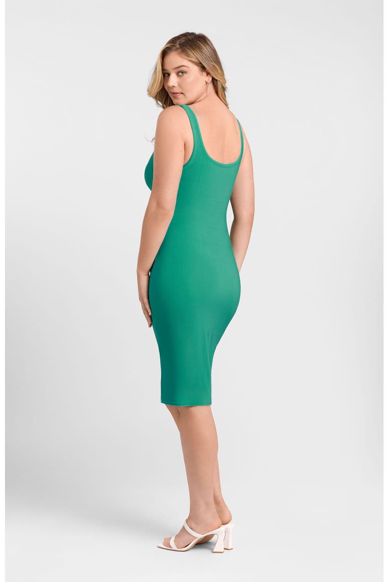 Sculpting Shapewear Square Neck Tank Midi Dress, Alternate, color, Jade