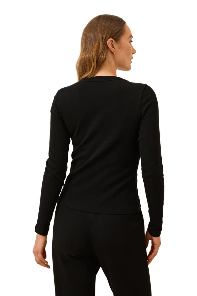 Dream Rib Slim Henley Made with Organic Cotton, Alternate, color, Black