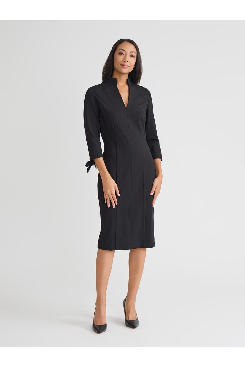 LuxeStretch Ponte Tie Sleeve Sheath Dress, Main, color, Black