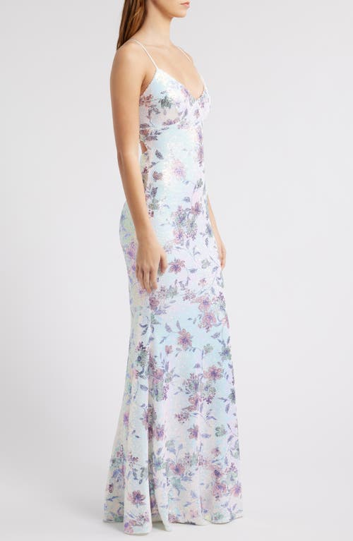 CITY STUDIO CITY STUDIO FLORAL PRINT SEQUIN DRESS